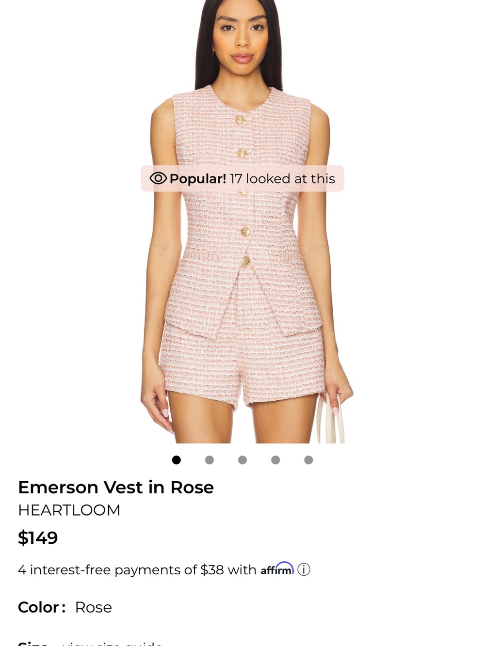 Heartloom Rose Tweed High-Waist Shorts